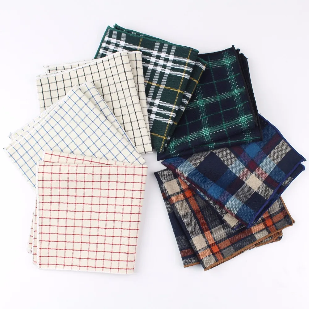 Scuro Colorato Fazzoletti di Cotone Tessuto di Stampa Plaid Pocket Piazza Mens Casual Streak Piazza Tasche Fazzoletto Asciugamani