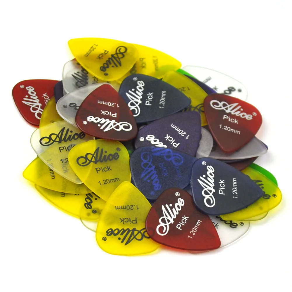 Alice 100pcs Heavy 1.2mm Transparent Matte Guitar Picks Plectrums Polycarbonate Assorted Colors