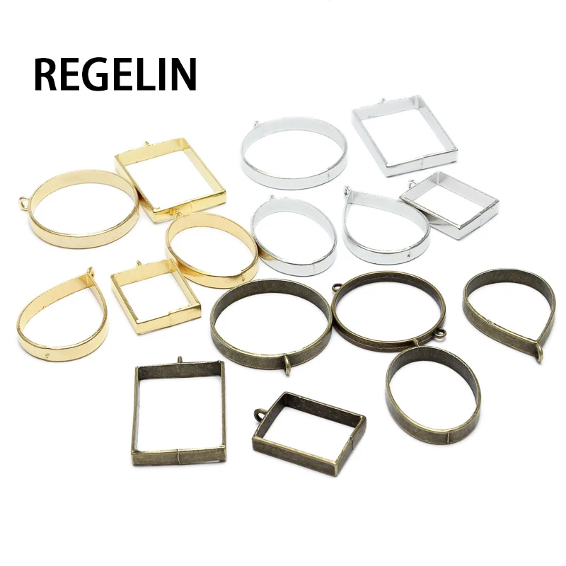 Bezels For Resin Jewelry Epoxy uv resin molds alloy frame bottom Charm Photo Frame Necklace Pendant DIY Jewelry Supplies