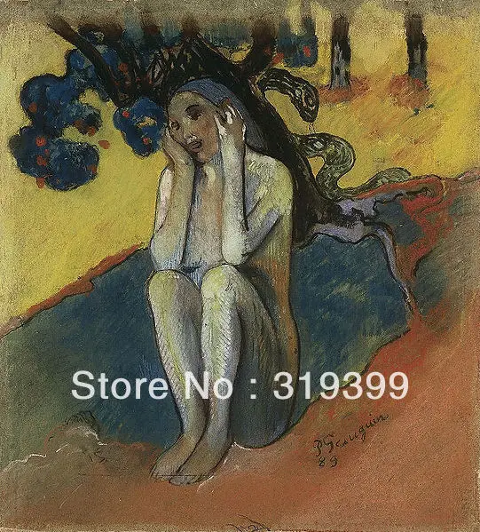 Oil Painting Reproduction on Linen canvas,Breton Eve (I),100%handmade,Paul gauguin's oil painting reproduction,Museum Quality