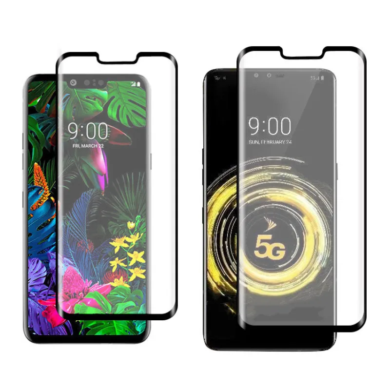 واقي شاشة LG G8 G8X G8S lmg810eaw LGG8 X ThinQ V50 ، طبقة حماية كاملة بحافة قوس ثلاثي الأبعاد