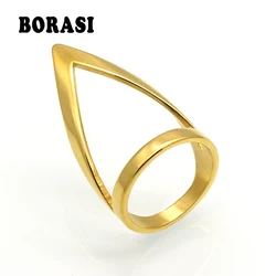 BORASI Gold Color Female Anel 32mm Wide Exaggerated Big Ring Stainless Steel Finger Rings For Women Wholesale Jewelry anillos