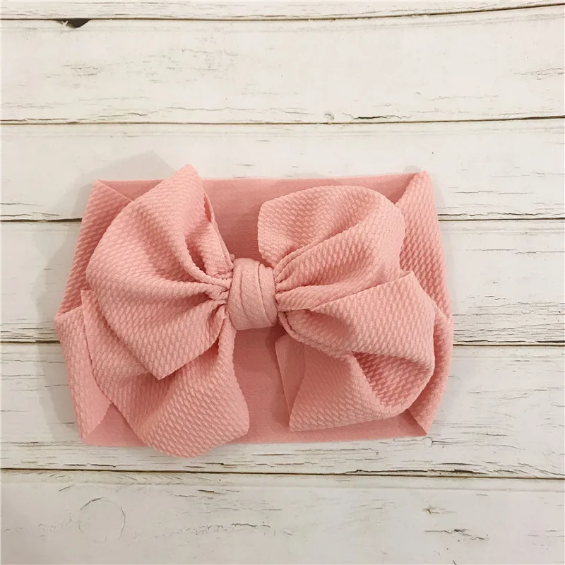 Bandeau élastique en nylon avec nœud doux pour bébé fille, accessoire de coiffure pour nouveau-né, couleur unie, idéal comme cadeau