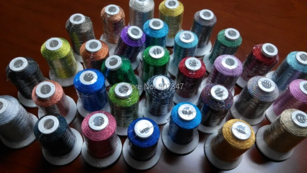 Popular metallic machine embroidery threads, 32 different colors thread for embroidery machines