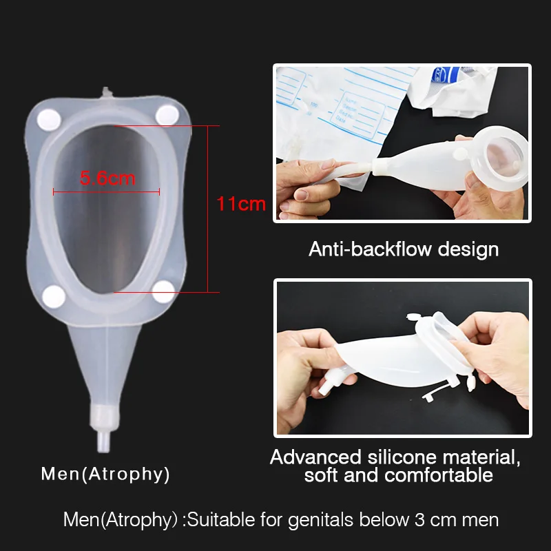 Saco de urina de silicone médico conjunto de coleta de urina respirável à prova de derramamento de mictório saco para incontinência de urina para