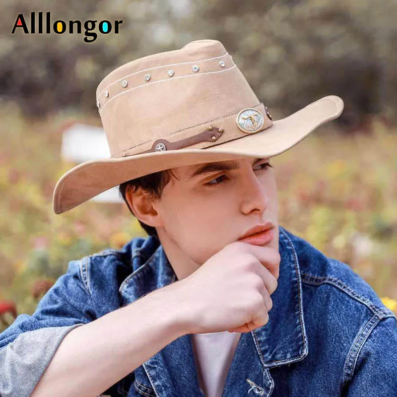 Hoge Kwaliteit Klassiekers 2024 Kristal Retro Lederen Cappello Cowboy Hoed Mannen Vrouwen Zonnehoed Homme Chapeau Cowboy Western Vintage Pet