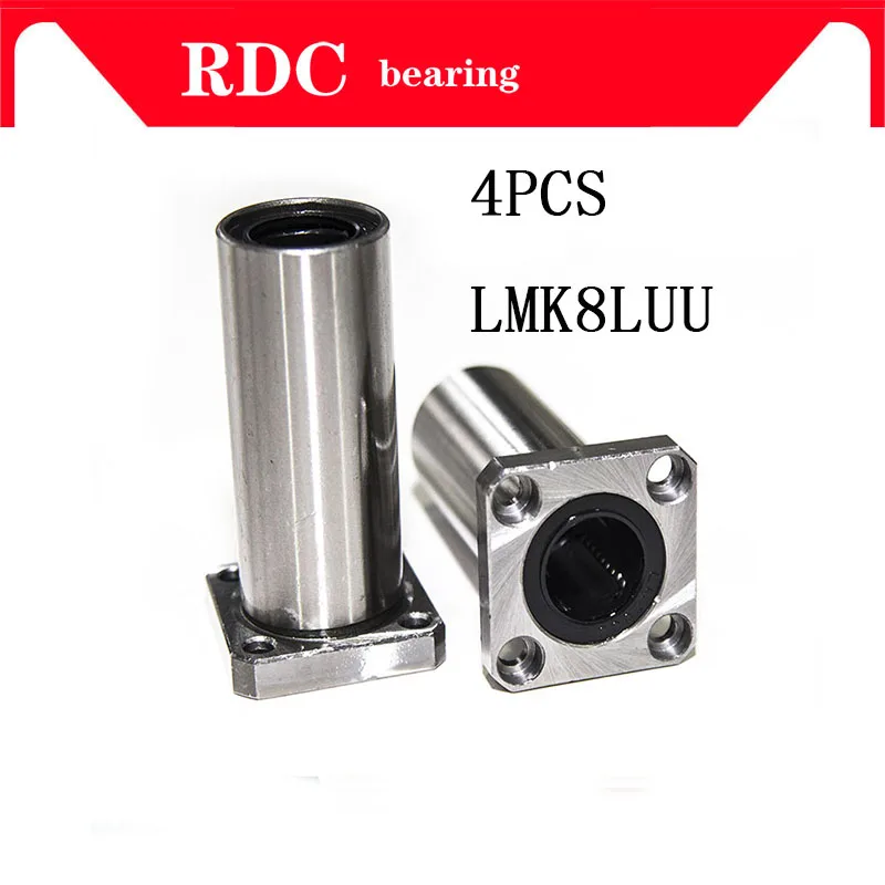 Free Shipping 4 pcs LMK8LUU 8mm High quality long type flange bearing linear bush 3d priter XYZ CNC parts LMK8L