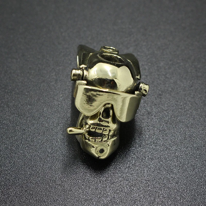 1PC EDC Brass Glasses Skull Knife Pendant Cigar Soldier  Personality Skull Hanging Keychain Accessories Tools Camping Equipment