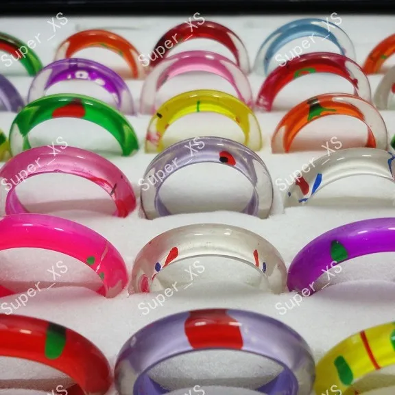 50pcs wholesale jewelry mixed lots ring pretty colourful resin rings LB246 free shipping