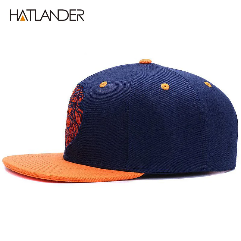 High quality lion face embroidery snapback cap cool king hip hop hat for boys and girls