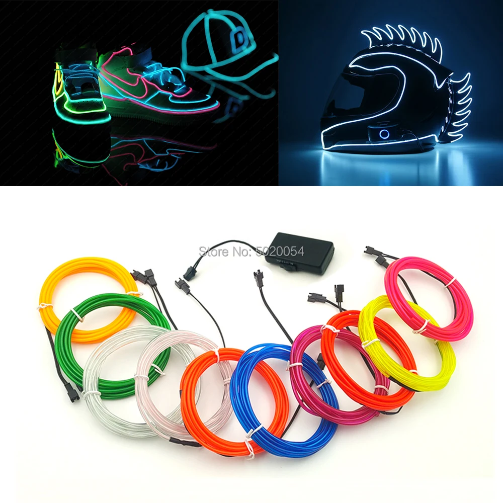 Dc1.5v driver 1m-5m 1.3mm flexível el fio para tampões de hip hop japonês kitsune máscara halloween rave iluminar acima óculos de sol