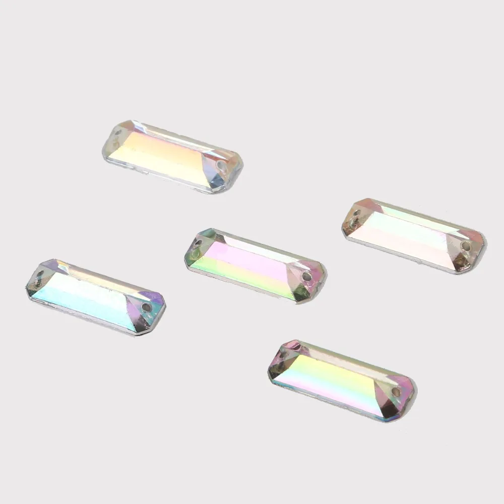 Wholesale 5*10/6*18mm Lucency Rectangle Crystal Stone 2 Holes Sew On Rhinestone Acrylic DIY Craft For Jewelry Decoration