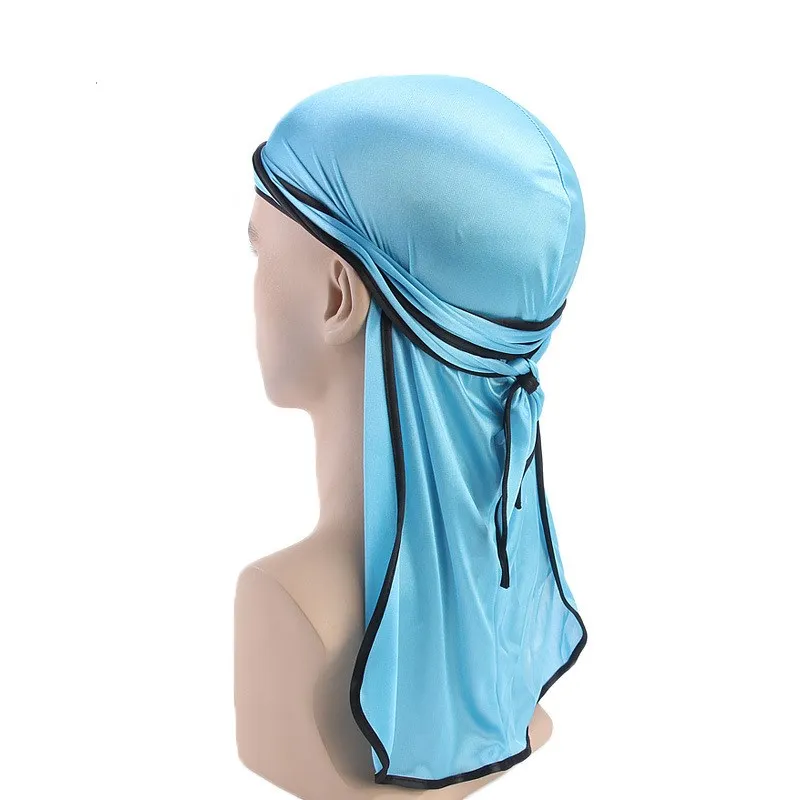 Unisex Mannen Vrouwen Satijn Ademende Bandana Hoed Zijdeachtige Durag doo du rag lange staart hoofddoek