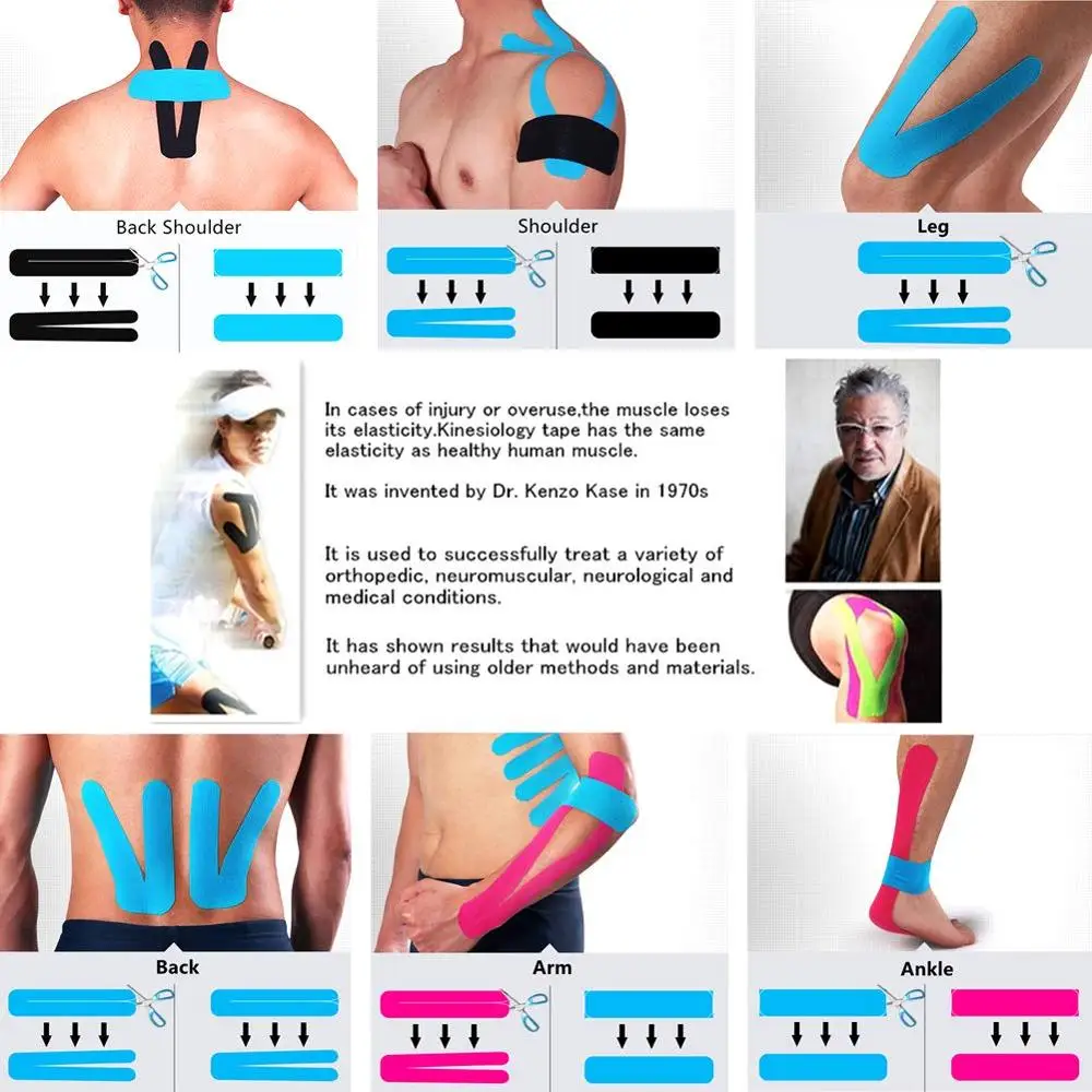 Cinta de kinesiología Extra ancha, rollo de 4 pulgadas x 16,4 pies, alivio del dolor atlético para vendaje elástico, soporte muscular, recuperación