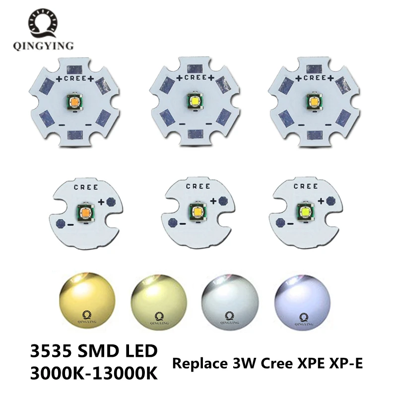 XPE-XP-E LED Cree R3 3535 SMD, 3W, blanco frío y cálido, 20mm, 16mm, PCB, para linterna, bombillas LED, iluminación DIY, 1 ud.