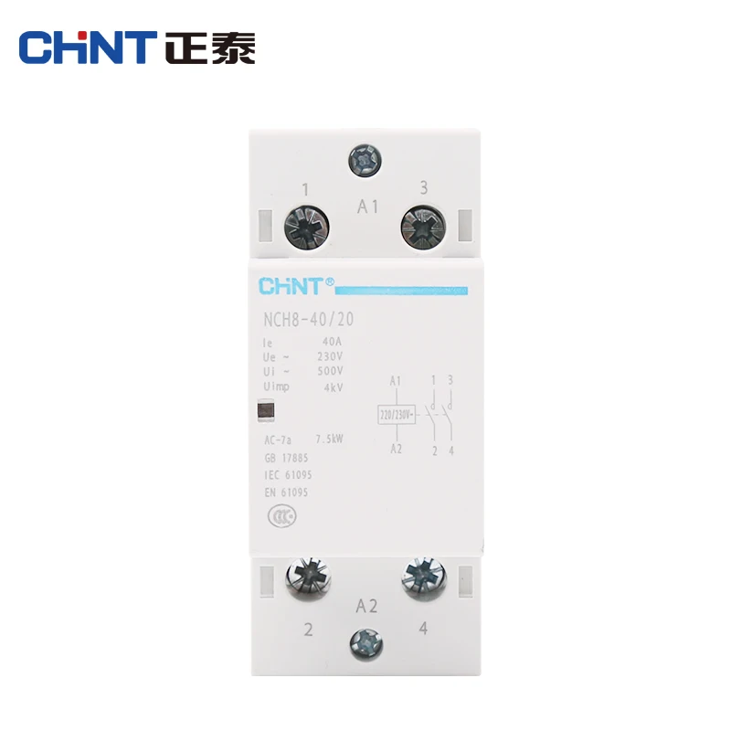 CHNIT NCH8 Din Rail Household AC Contactors 220V/230V 500V~ 4P 20A 25A 2P 40A 45A Modular AC Contactor