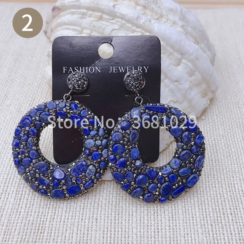 Fashionable and simple atmosphere enchased individual character joker natural stone circular earrings female