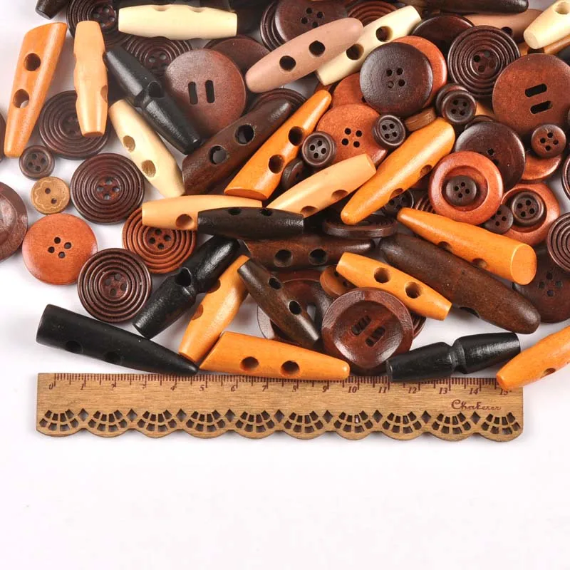 20pcs Random Mixed Wooden Button Sewing Horn Toggle Buttons For Coat Cloth Accessories Craft DIY And Scrapbooking MT1894