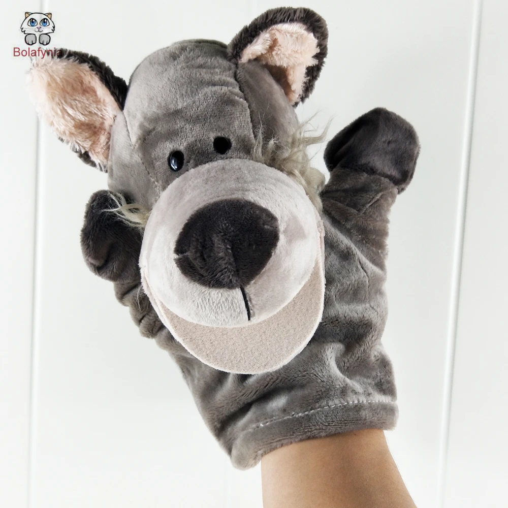 

BOLAFYNIA Children Hand Puppet Toys big grey wolf kid baby plush Stuffed Toy for Christmas birthday gifts