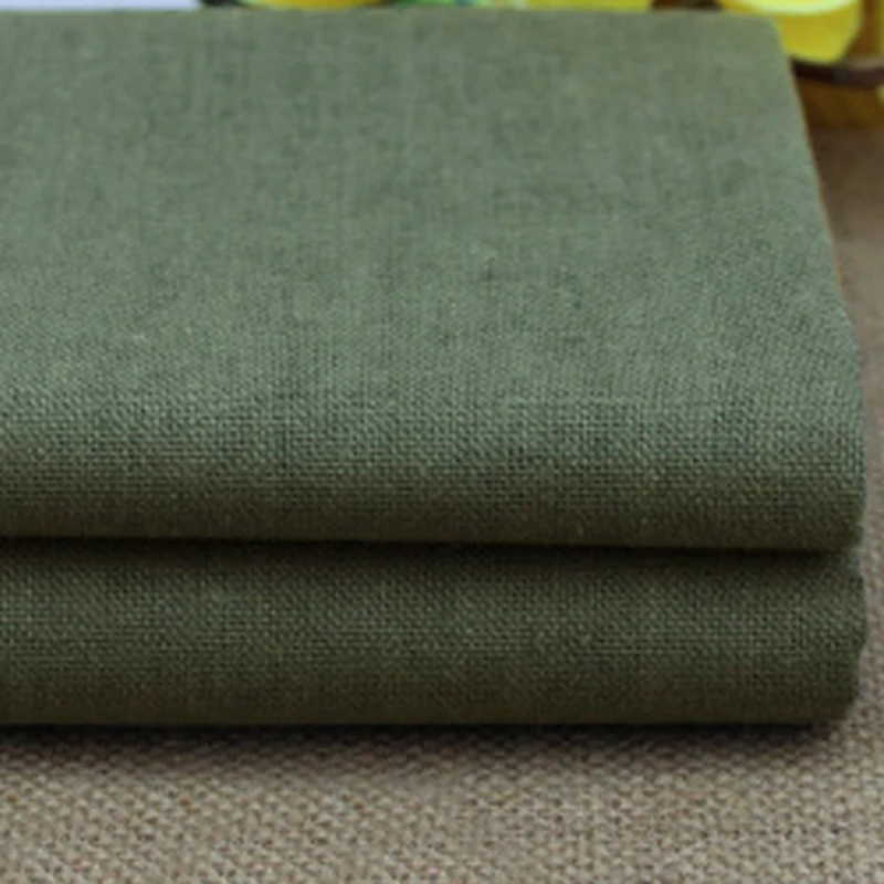 100*140cm Army Green Cotton Linen Fabric Patchwork Craft Material Bag Curtain Doll