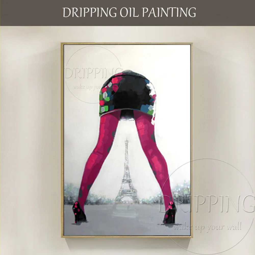 Artist Hand-painted High Quality Funny Paris Ass Oil Painting on Canvas Special Paris Landscape Oil Painting for Wall Decor