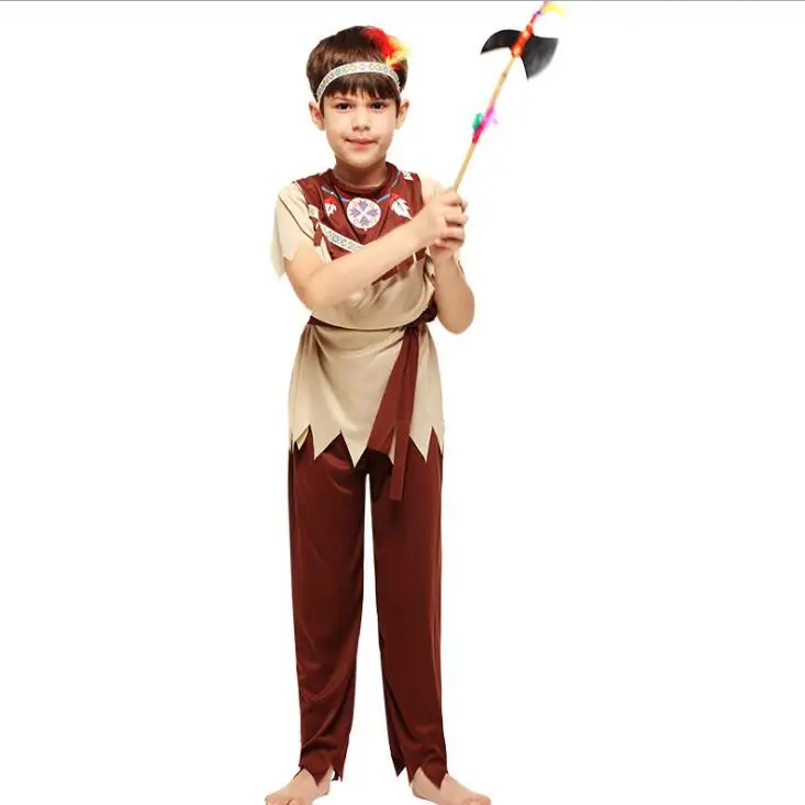 Halloween Kids Luipaard Savage Caveman Croods Flintstones Primitieve Sexy Indiase Kleding Kostuum Carnaval Kostuums Voor Mannen Fancy