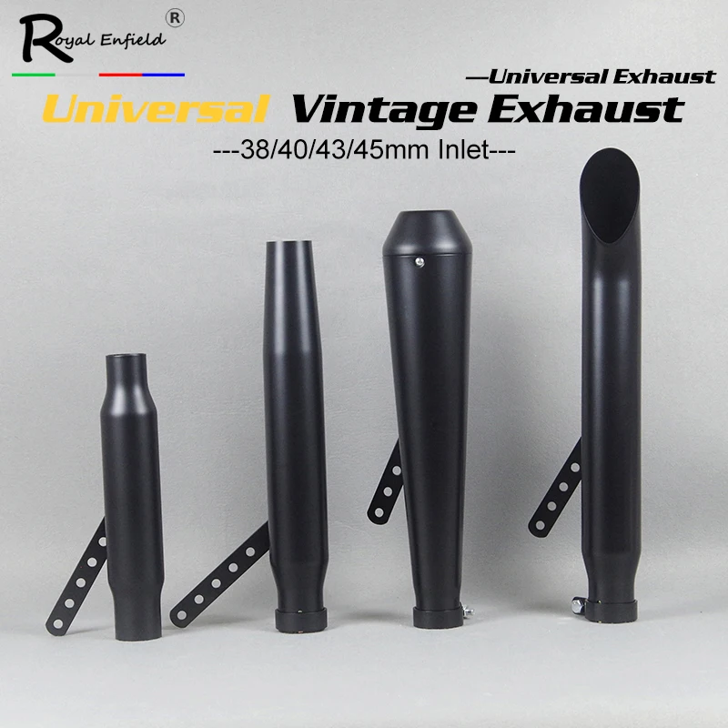 Universal Motorcycle exhaust muffler retro vintage classic black escap moto for cg125 sr400 cb500 vt500 w800 v7