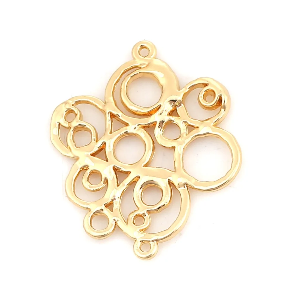 DoreenBeads Zinc Based Alloy Connectors Irregular Gold silver color Circle Hollow DIY Charms 33mm(1 2/8