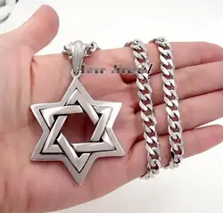 Men's  316L Stainless Steel Large The star of David Pendant  Necklace 5mm 24'' Curb Chain HIgh Quality Biker Jewelry