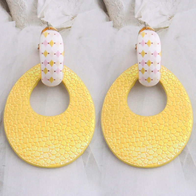 NeeFu WoFu Flash Leather Earrings Big for Woman Water Drop Earring Large Long Brincos Oorbellen Leopard Wholesale Accessories