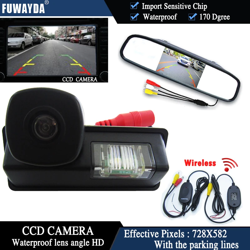 FUWAYDA HD Wireless CCD Car RearView Camera for Nissan Maxima Cefiro Teana Paladin Tiida Sylphy+4.3 Inch rearview Mirror Monitor