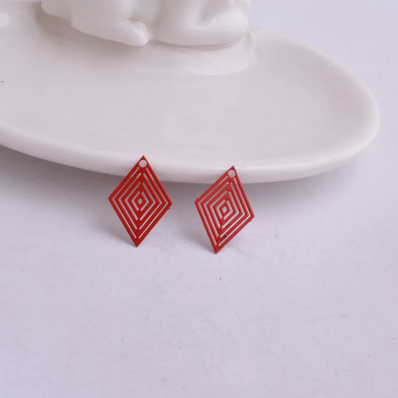 100 Stück AC4327 15mm*20mm Geometrie-Anhänger Rhombus-Anhänger aus lackiertem Metall-Messing Schmuckzubehör – Detail 11