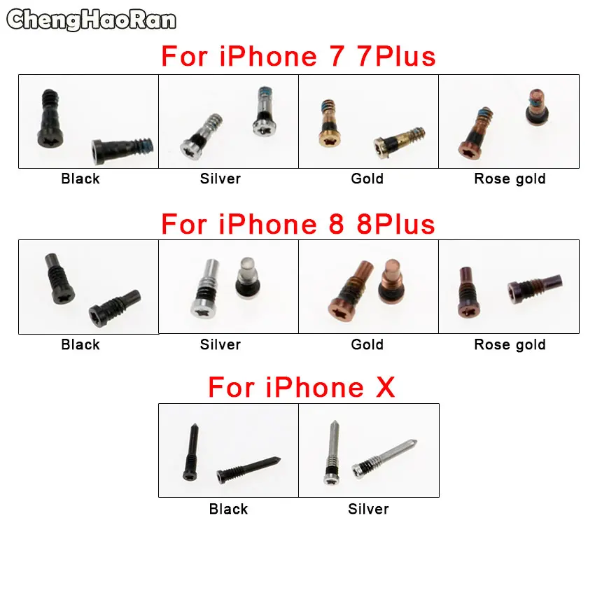 Chengaoran – 2 vis de couverture arrière pour iPhone 8 8Plus 8P X Torx 5 points Star Pentalobe, vis de fond de boîtier