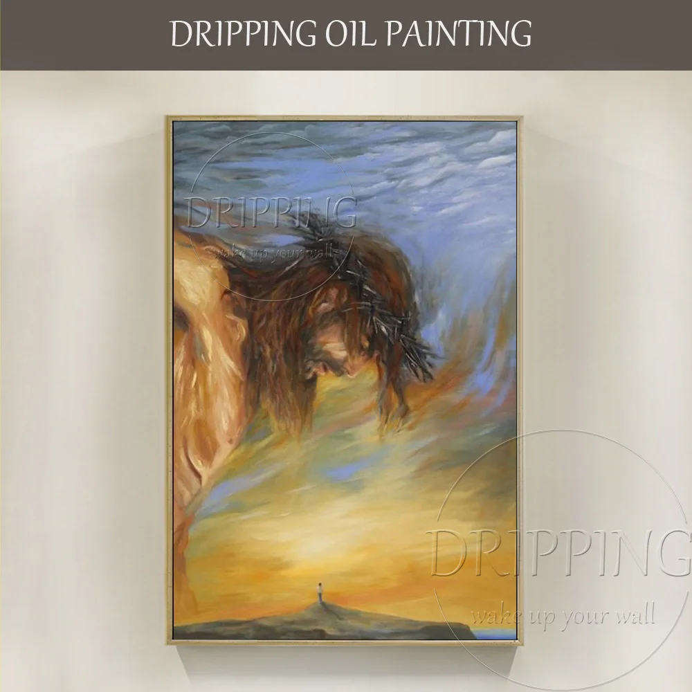 

Cheap Price Painter Pure Handmade High Quality Impressionist Jesus Figure Oil Painting Handmade Jesus Side Face Oil Painting