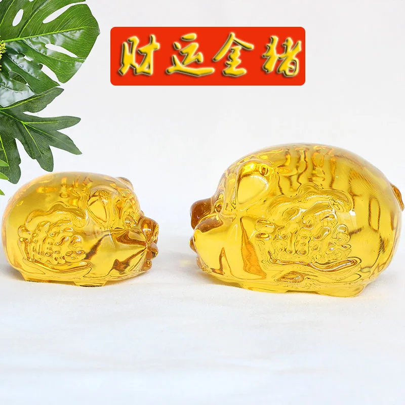 

Citrine Lucky Gold Pig Zodiac Decoration Glass Home Decoration Feng Shui Creative Family Birthday Gift