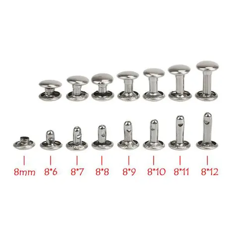 8mm 더블 캡 리벳 라운드 리벳 가죽 리벳 스터드 스냅 버튼