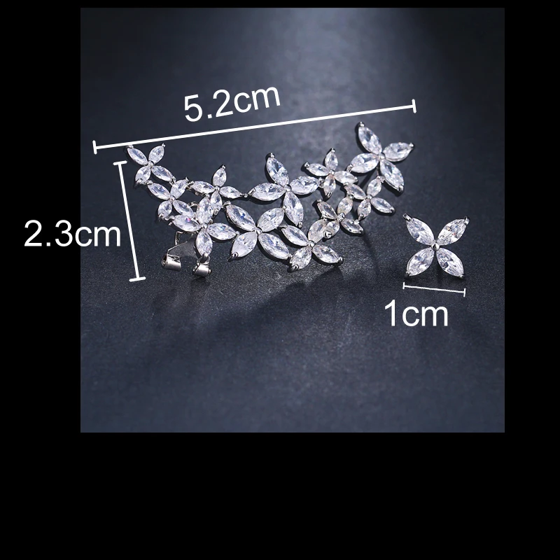 EMMAYA Luxury Unique Big Flower Earrings White Color CZ Vintage Wedding Brincos Jewelry for Women