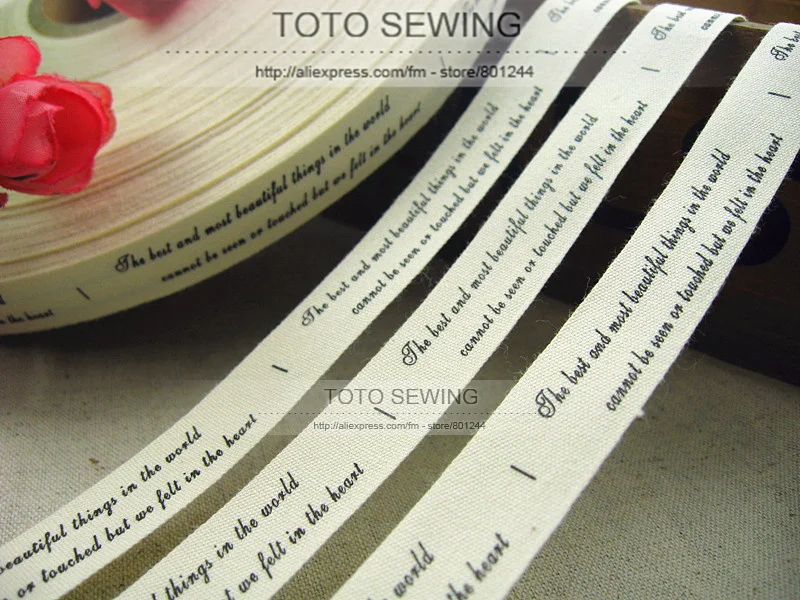 Min.Order is $3 (mix order)1.5CM Width X 1 Meter,Zakka Cotton Ribbons,Sewing Label,TOTO sewing, F001#-7,About 15 PCS