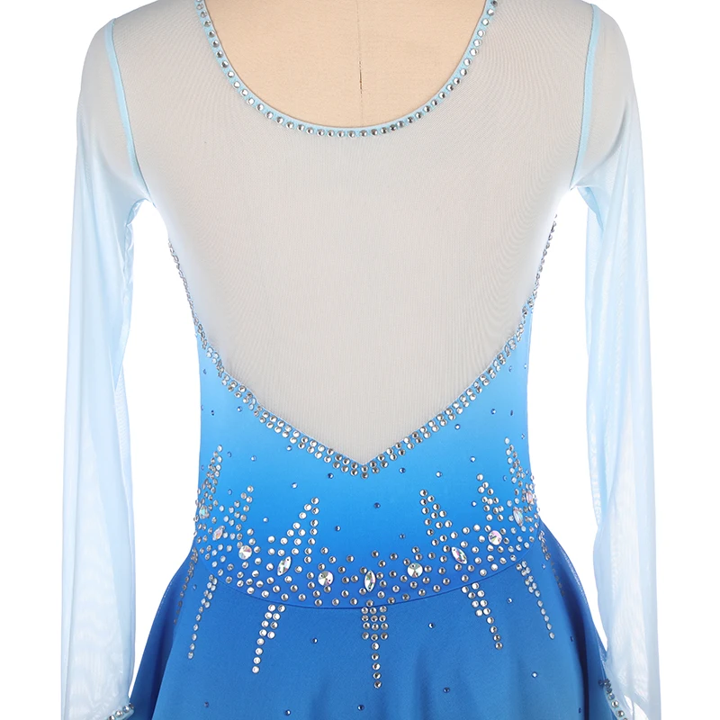 Custom Girls One Piece Sleeveless Shiny Sequins Gymnastics Ballet Leotards Figure Skating Dance Skirt