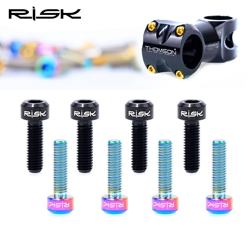 6PCS M5x16/18mm Titanium Bicycle Stem Bolt Screws for Road Racing Mountain Bike Stem Fixing Bolts Ti Black Gold Rainbow