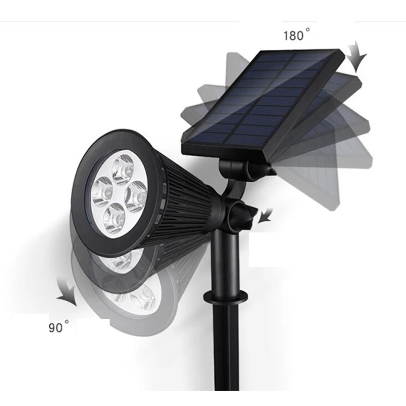 LED 태양 램프, 태양광 스포트라이트, 조정 가능한 태양열 전원 램프, 지상 조명, 방수, 풍경, 벽 조명, 야외 정원