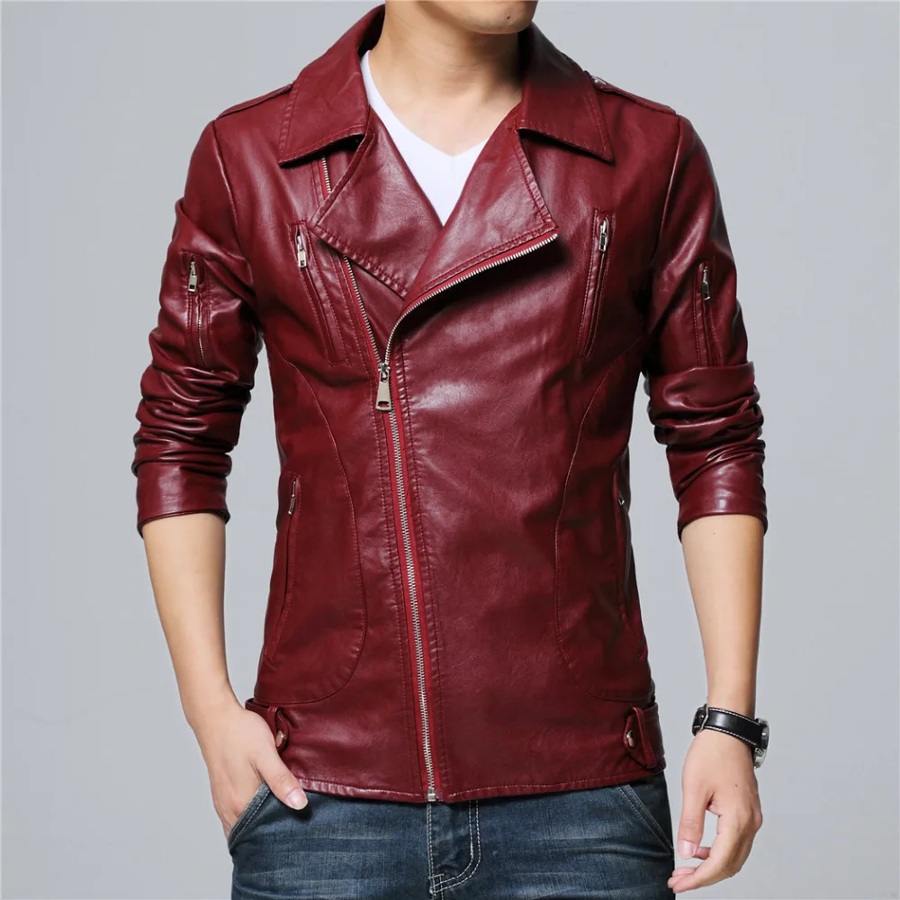 

Mens clothing faux leather jacket Short slim coats Drop shipping plus size M-5XL wine red, Khaki, black, Motorstyle jackets high