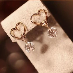 2018 New Brand Fashion Jewelry Drop Earring Love Cz Crystal Pendants Dangling Earrings For Women Boucle D'oreille Femme