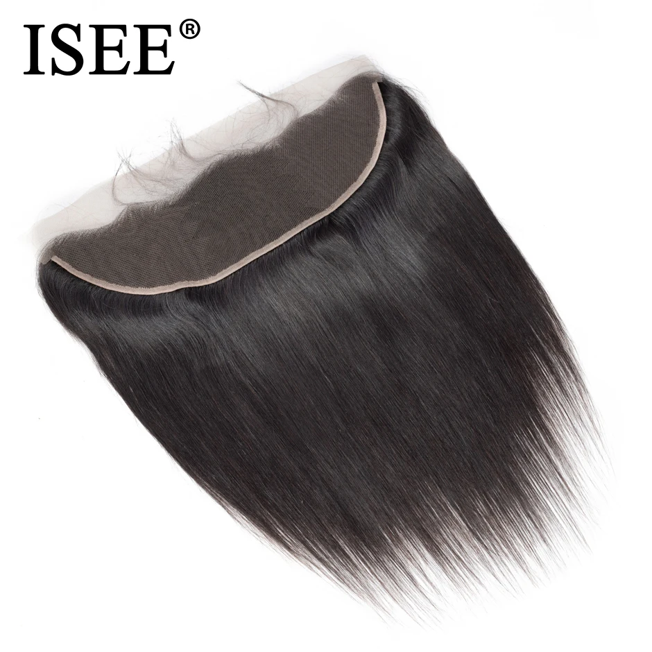 ISEE HAIR Peruvian Straight Frontal Lace Closure 13*4 Ear to Ear Free Part Closure 150% Denstiny Remy bundles 100% Human Hair