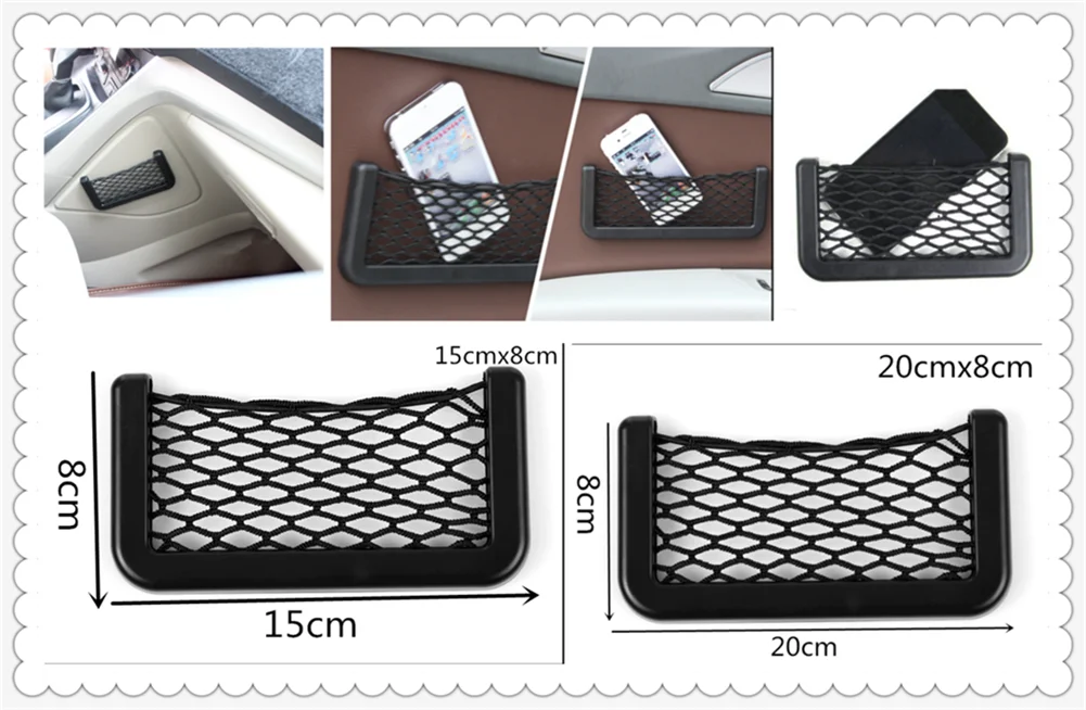 Universal black car seat side net storage pocket for BMW X7 X1 M760Li 740Le iX3 i3s i3 635d 120d 120i