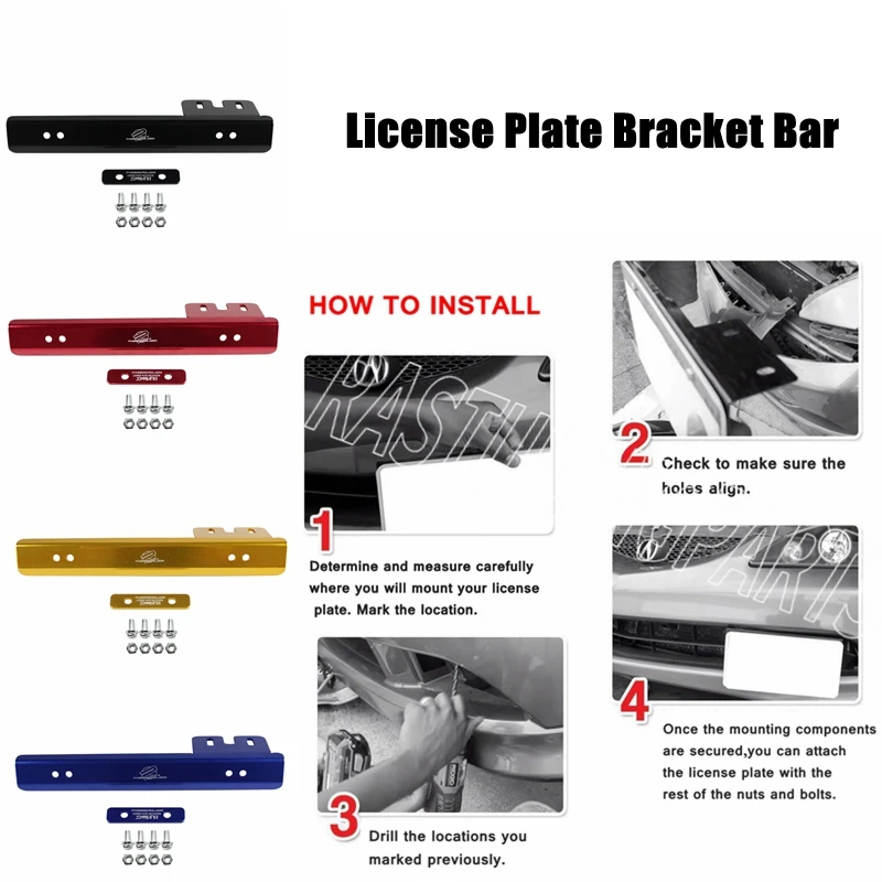 RASTP-Aluminum Car Styling Material Easy to Install License Plate Frame for Honda Civic RS-BTD015