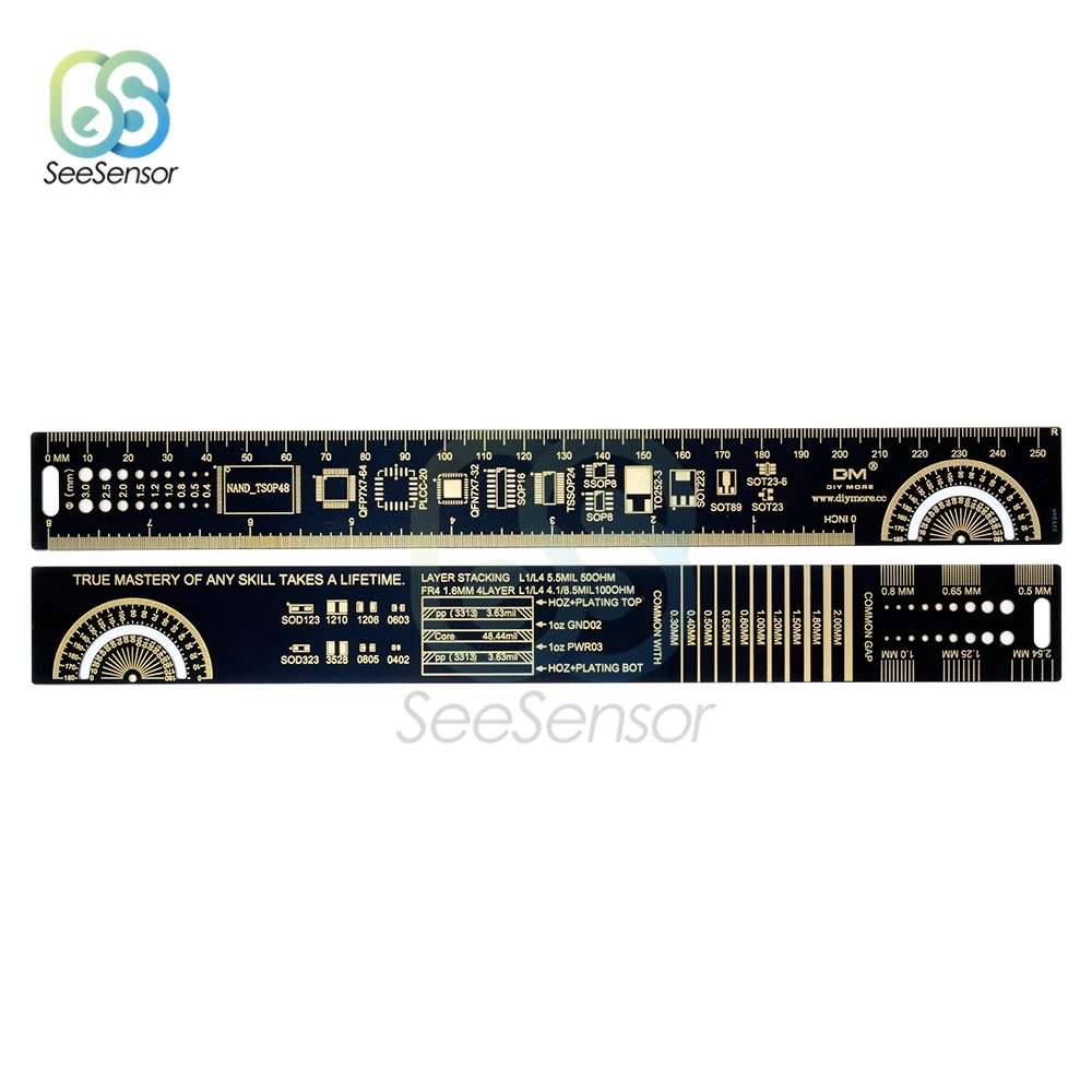 Wielofunkcyjna linijka PCB narzędzie pomiarowe rezystor układ kondensatora IC SMD dioda tranzystor narzędzia elektroniczne 4cm 15cm 20cm 25cm