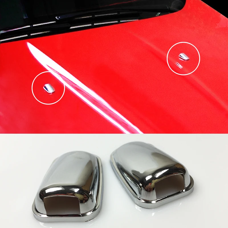 AX Chrome Front Hood Bonnet Windscreen Washer Wiper Spray Nozzle Cover Trim Decoration For Ford Escape Kuga 2013 2014 2015 2016