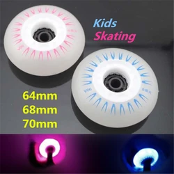 60mm 64mm 68mm 70mm Children Kid Inline Skates Wheel with Blue Pink LED Flash Shine Light, Cool in Darkness and Night