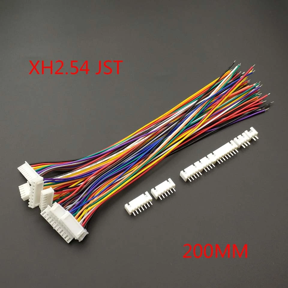 10 PCS XH 2.54 JST Connector Plug Wire Cable 20cm Long 26AWG 2/3/4/5/6/7/8/9/10/11/12P + XH 2.54 Connector plug Male connector